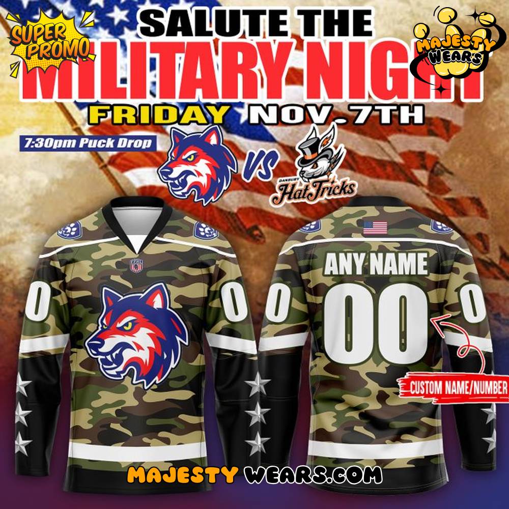 Watertown Wolves ”Military Night” Custom Hockey Jersey Watertown Wolves ”Military Night” Custom Hockey Jersey