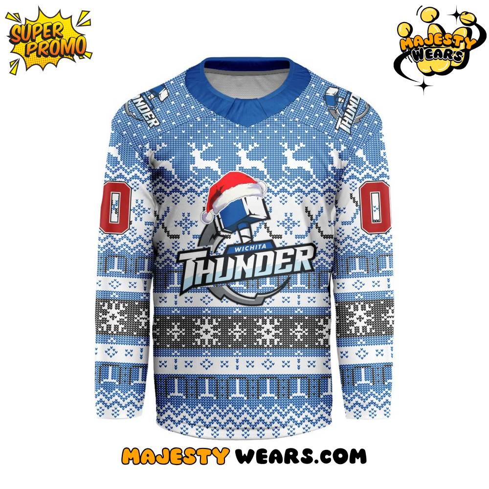 Wichita Thunder Christmas Design Hockey Jersey Wichita Thunder Christmas Design Hockey Jersey