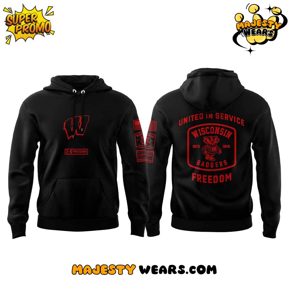 Wisconsin Badgers Freedom UAF “United in Service” Special Black Hoodie Wisconsin Badgers Freedom UAF “United in Service” Special Black Hoodie