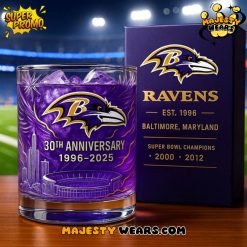 Baltimore Ravens 30th Anniversary Whiskey Glass