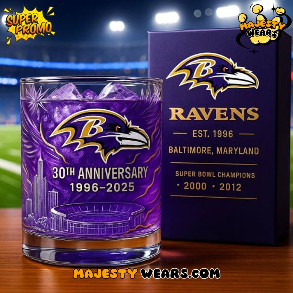 Baltimore Ravens 30th Anniversary Whiskey Glass Baltimore Ravens 30th Anniversary Whiskey Glass