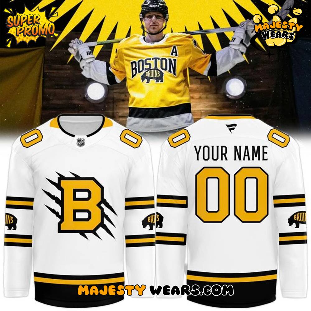 Boston Bruins 2026 NHL Stadium Series Custom Hockey Jersey – White Boston Bruins 2026 NHL Stadium Series Custom Hockey Jersey – White
