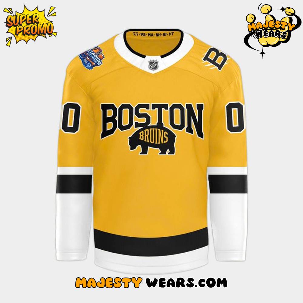 Boston Bruins 2026 NHL Stadium Series Custom Hockey Jersey – Yellow Boston Bruins 2026 NHL Stadium Series Custom Hockey Jersey – Yellow
