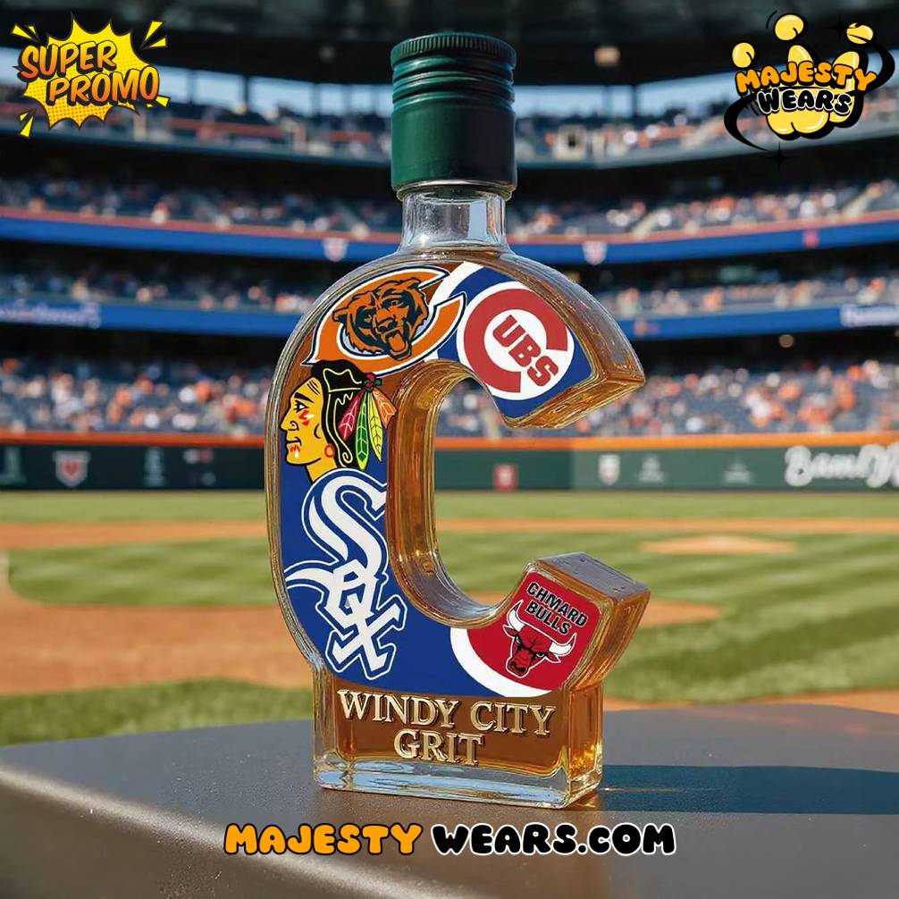Chicago Sports Fans WINDY CITY GRIT Whiskey Bottle Collectible Decanter for True Windy City Pride Chicago Sports Fans WINDY CITY GRIT Whiskey Bottle Collectible Decanter for True Windy City Pride