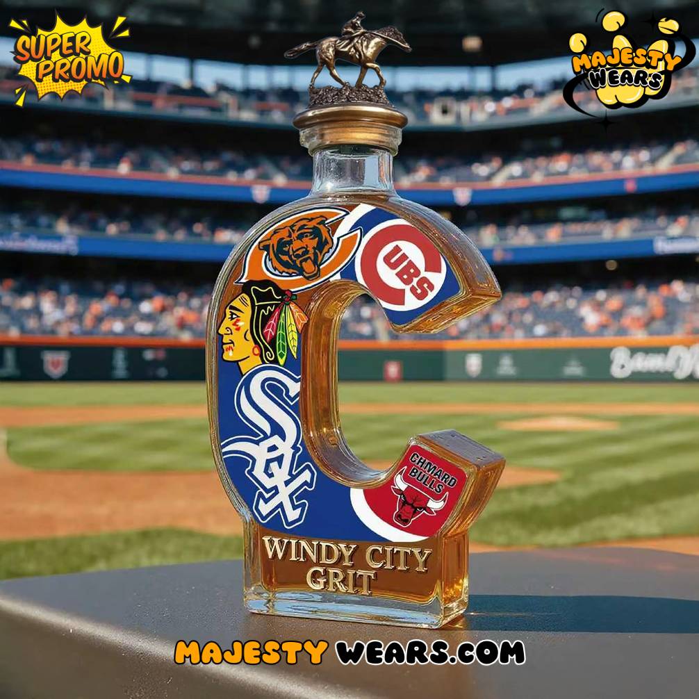 Chicago Sports Fans WINDY CITY GRIT Whiskey Bottle Collectible Decanter for True Windy City Pride Chicago Sports Fans WINDY CITY GRIT Whiskey Bottle Collectible Decanter for True Windy City Pride