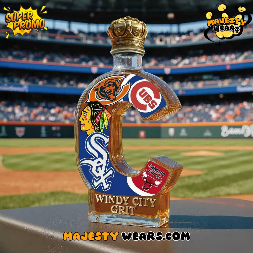 Chicago Sports Fans WINDY CITY GRIT Whiskey Bottle Collectible Decanter for True Windy City Pride Chicago Sports Fans WINDY CITY GRIT Whiskey Bottle Collectible Decanter for True Windy City Pride
