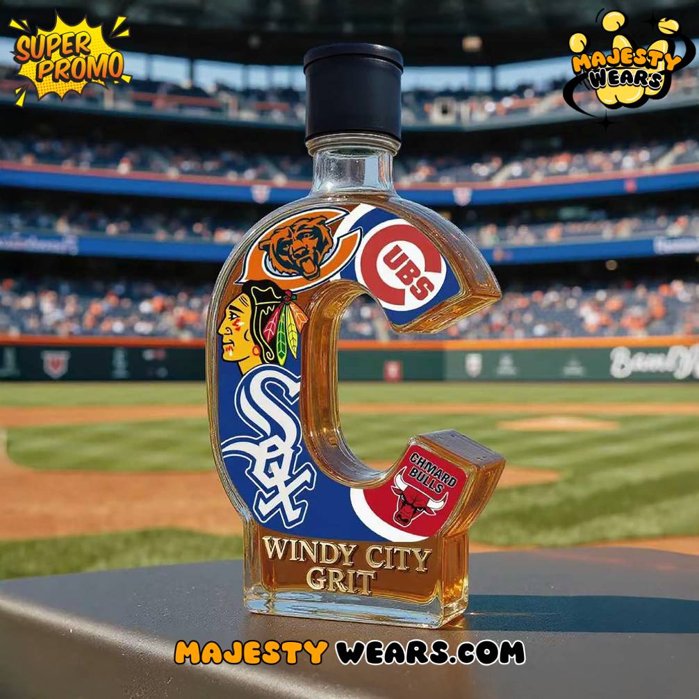 Chicago Sports Fans WINDY CITY GRIT Whiskey Bottle Collectible Decanter for True Windy City Pride Chicago Sports Fans WINDY CITY GRIT Whiskey Bottle Collectible Decanter for True Windy City Pride