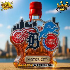 Detroit Sport Teams Motor City Whiskey Bottle