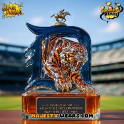 Detroit Tigers Fierce Tiger Head 4X World Series Champions Whiskey Bottle