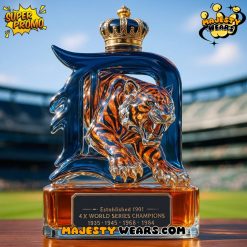 Detroit Tigers Fierce Tiger Head 4X World Series Champions Whiskey Bottle
