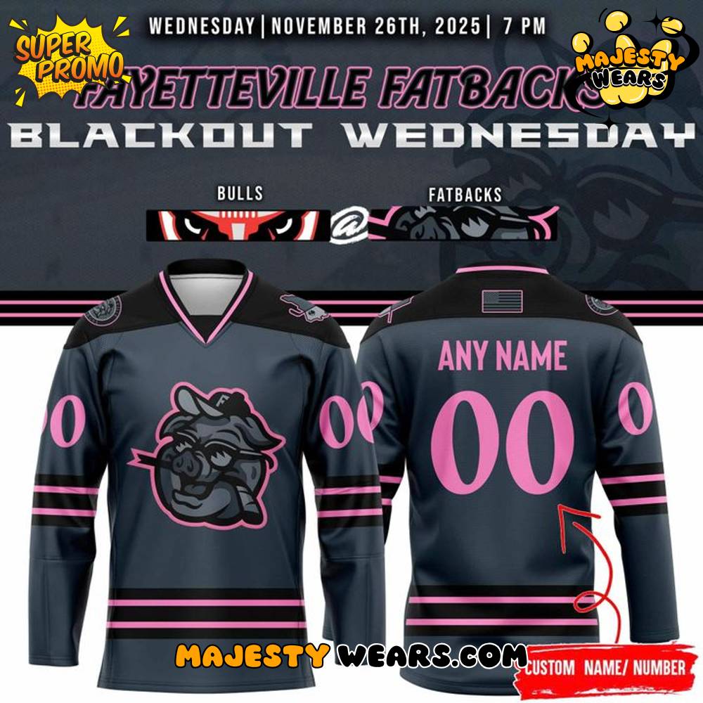 Fayetteville Marksmen Fatbacks Blackout Custom Hockey Jersey Fayetteville Marksmen Fatbacks Blackout Custom Hockey Jersey