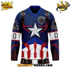 Greensboro Gargoyles Marvel Super Hero Night “Captain America” Custom Hockey Jersey