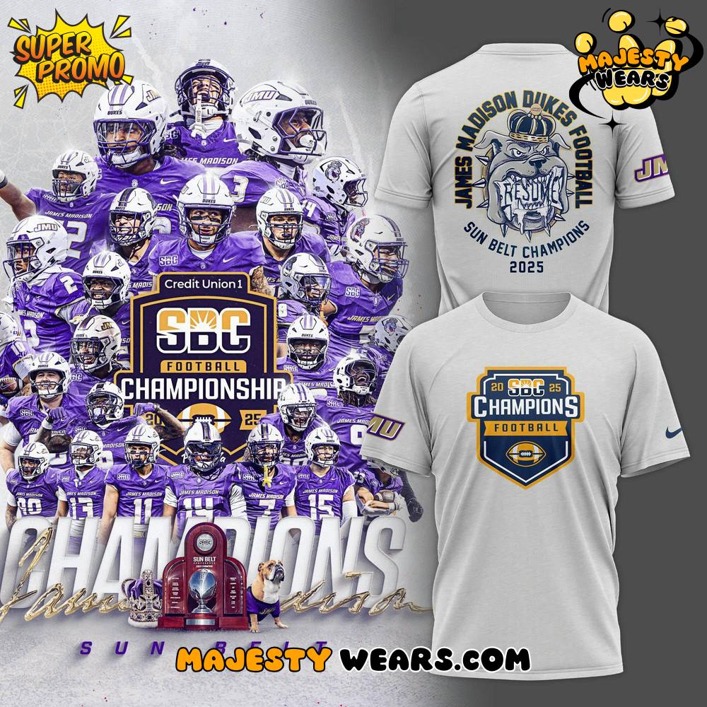 James Madison Dukes Football Sun Belt Champions T-Shirt James Madison Dukes Football Sun Belt Champions T-Shirt