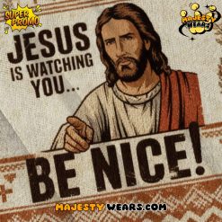Jesus Is Watching You Be Nice! Ugly Christmas Sweater