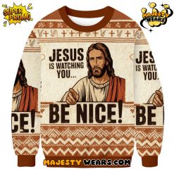 Jesus Is Watching You Be Nice! Ugly Christmas Sweater