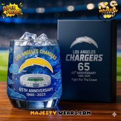 Los Angeles Chargers 65th Anniversary Whiskey Glass