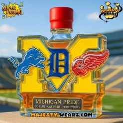 Michigan Sport Teams Pride Whiskey Bottle