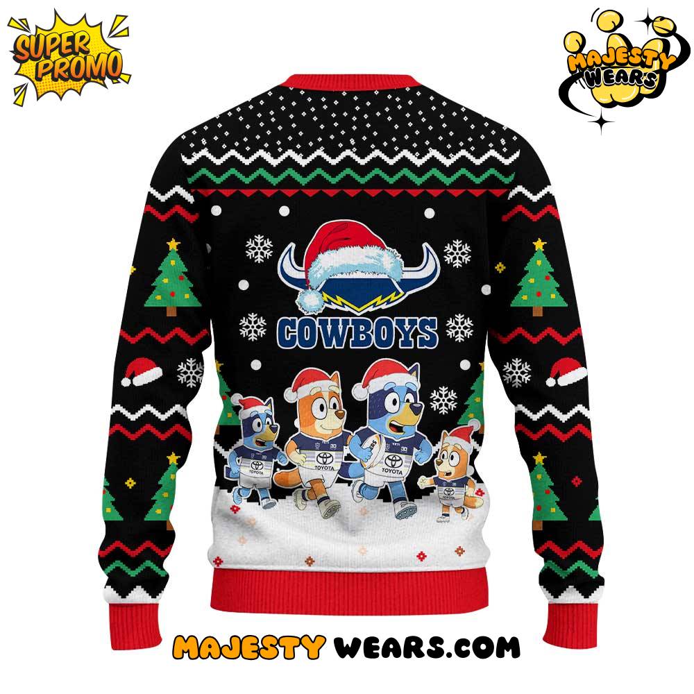 NQ Cowboys x Bluey and Bingo Merry Christmas Ugly Sweater NQ Cowboys x Bluey and Bingo Merry Christmas Ugly Sweater