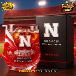 Nebraska Cornhuskers 135th Anniversary Whiskey Glass  Limited Edition