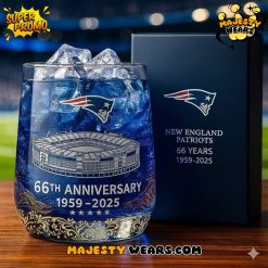 New England Patriots 66th Anniversary Whiskey Glass  Limited Edition
