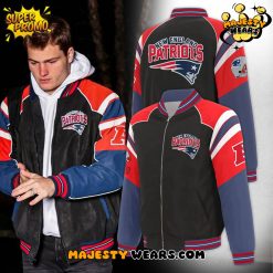 New England Patriots Black Raglan Bomber Jacket