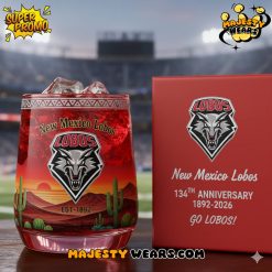 New Mexico Lobos 134th Anniversary Go Lobos Whiskey Glass