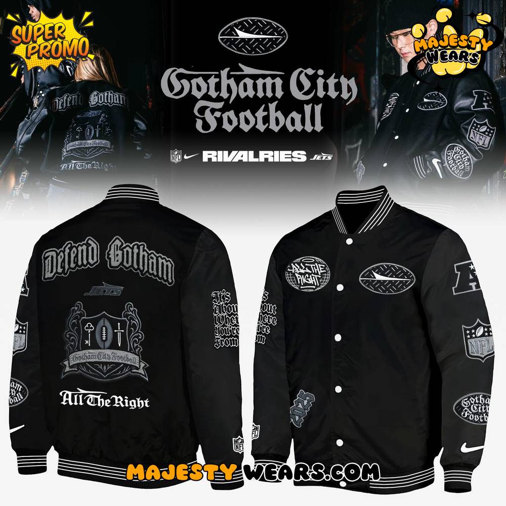 New York Jets Gotham City Football 2025 Rivalries Special Edition Bomber Jacket New York Jets Gotham City Football 2025 Rivalries Special Edition Bomber Jacket