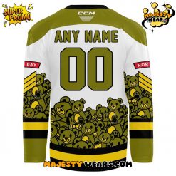 North Bay Battalion Teddy Bear Toos 2025 Custom Hockey Jersey