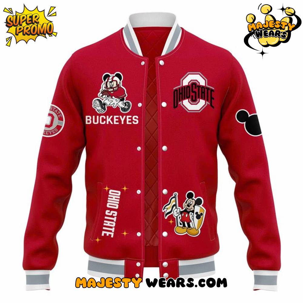 Ohio State Buckeyes x Mickey Mouse Baseball Jacket Ohio State Buckeyes x Mickey Mouse Baseball Jacket