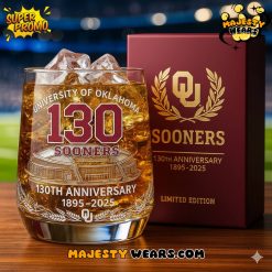 Oklahoma Sooners 130th Anniversary Whiskey Glass