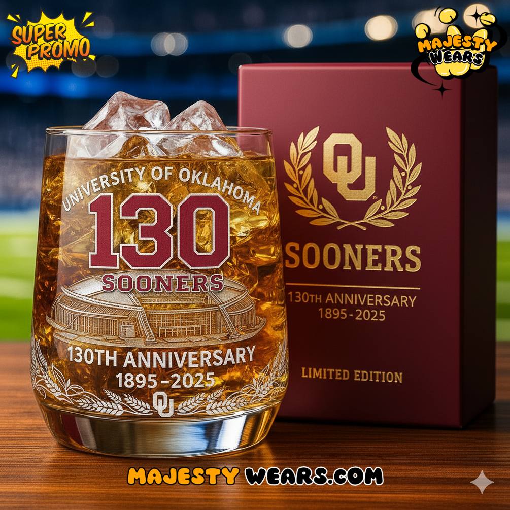 Oklahoma Sooners 130th Anniversary Whiskey Glass Oklahoma Sooners 130th Anniversary Whiskey Glass