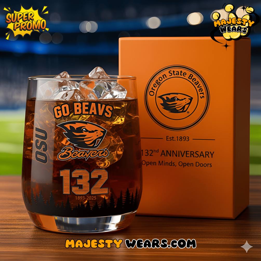 Oregon State University Beavers 132nd Anniversary Whiskey Glass Oregon State University Beavers 132nd Anniversary Whiskey Glass