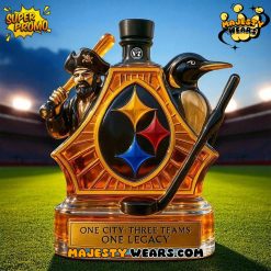 Pittsburgh Steelers One City Three Teams One Legacy Whiskey Bottle
