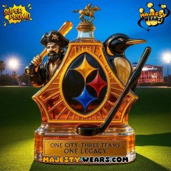 Pittsburgh Steelers One City Three Teams One Legacy Whiskey Bottle