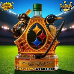 Pittsburgh Steelers One City Three Teams One Legacy Whiskey Bottle