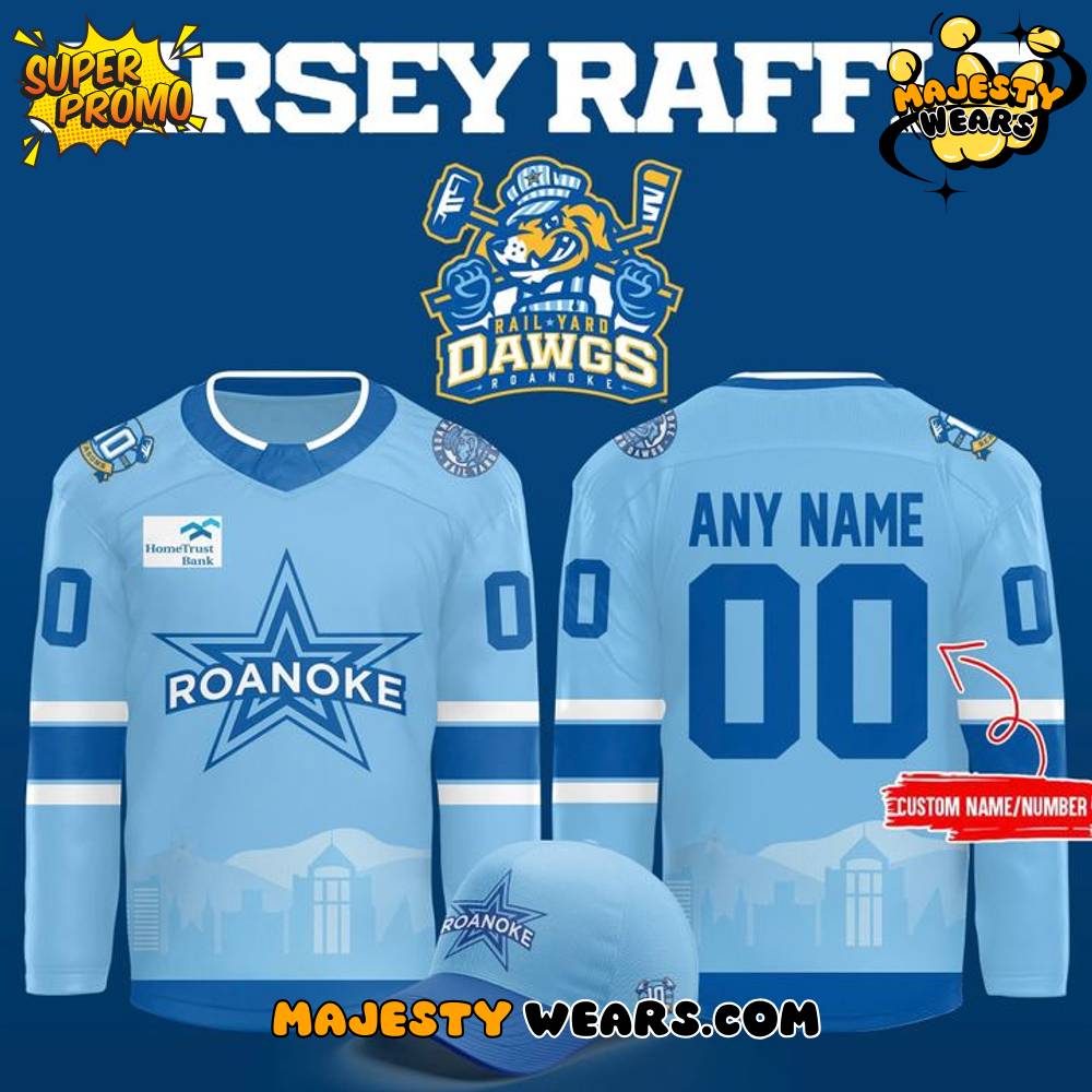 Roanoke Rail Yard Dawgs 2025 Light Blue Custom Hockey Jersey Roanoke Rail Yard Dawgs 2025 Light Blue Custom Hockey Jersey