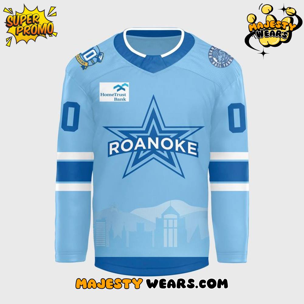 Roanoke Rail Yard Dawgs 2025 Light Blue Custom Hockey Jersey Roanoke Rail Yard Dawgs 2025 Light Blue Custom Hockey Jersey