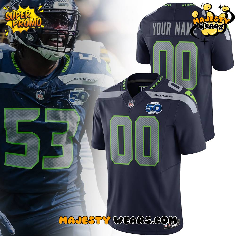 Seattle Seahawks Navy x Navy Football Custom Jersey Seattle Seahawks Navy x Navy Football Custom Jersey