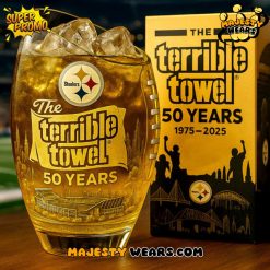 Steelers Terrible Towel 50th Anniversary Whiskey Glass