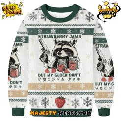 Strawberry Jam Glock Fun Raccoon Ugly Christmas Sweater