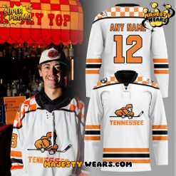 Tennessee Volunteers Ice Hockey Chuck-A-Puck Uniform Custom Hockey Jersey – White