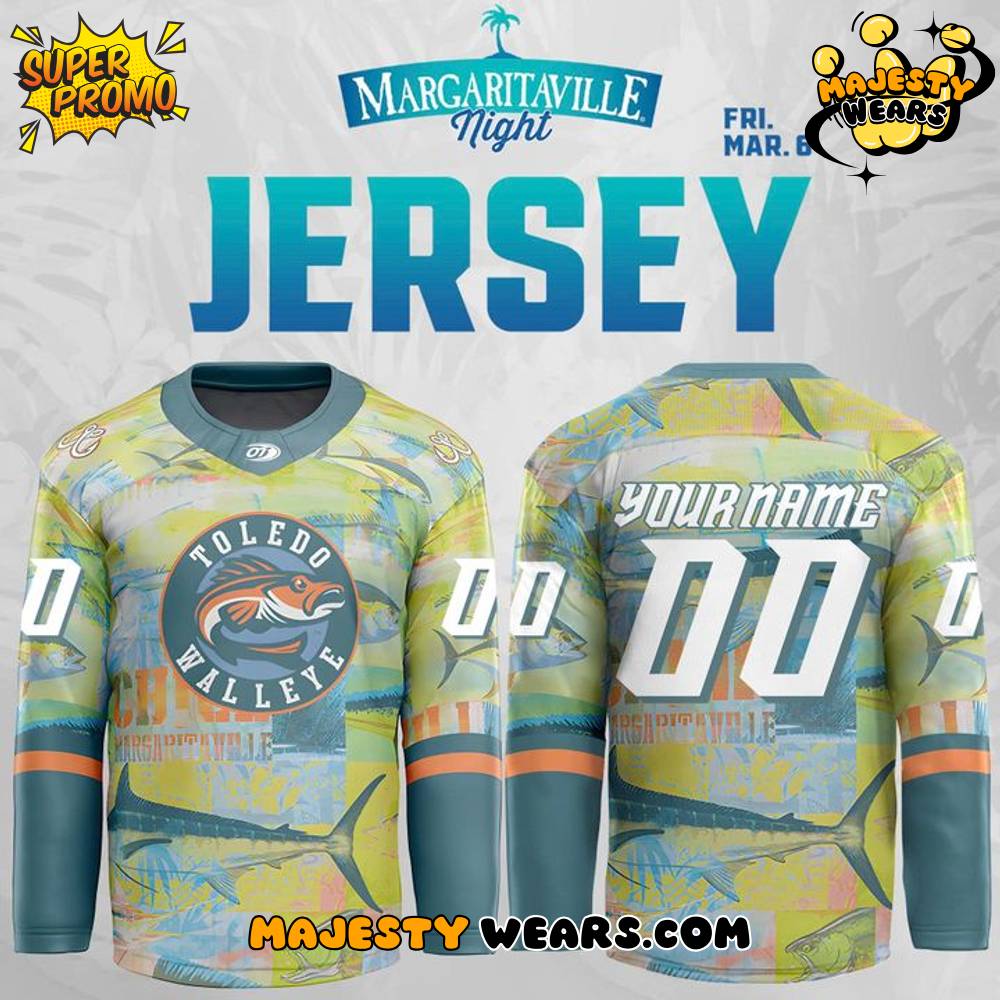 Toledo Walleye Margaritaville Night 2025 Custom Hockey Jersey Toledo Walleye Margaritaville Night 2025 Custom Hockey Jersey