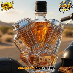 V Class Motorcycle Engine Unleaded Glass Whiskey Bottle