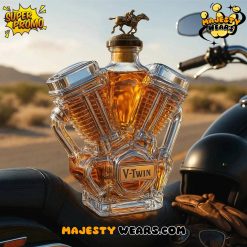 V Class Motorcycle Engine Unleaded Glass Whiskey Bottle