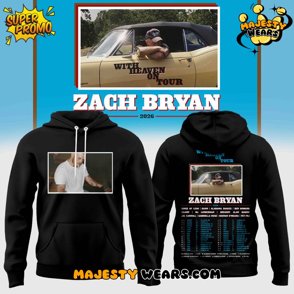 Zach Bryan “With Heaven On Tour” 2026 Special Black Hoodie Zach Bryan “With Heaven On Tour” 2026 Special Black Hoodie