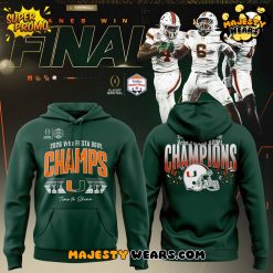 Miami Hurricanes College Football Playoff 2026 Fiesta Bowl Champions Green Hoodie
