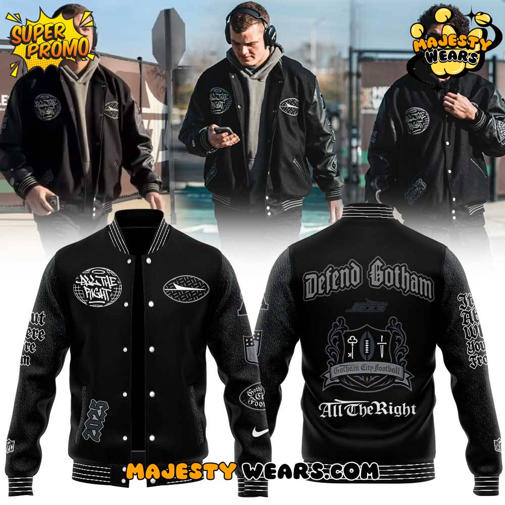 New York Jets x All The Right Rivalries Baseball Jacket New York Jets x All The Right Rivalries Baseball Jacket