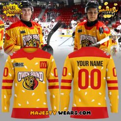 Owen Sound Attack Warmin up in Ronald Mcdonald House Custom Hockey Jersey