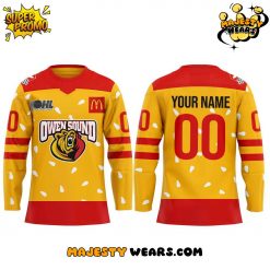 Owen Sound Attack Warmin up in Ronald Mcdonald House Custom Hockey Jersey