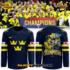 Sweden National Ice Hockey Team 2026 IIHF World Junior Champions Hockey Jersey – Navy